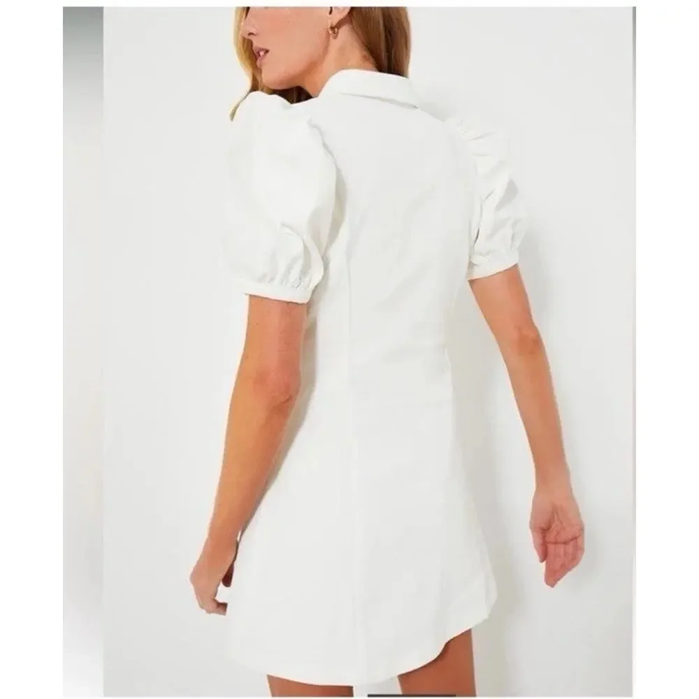 Hyacinth House Front Zip Denim Mini Dress White Size XS Stretch NEW $225